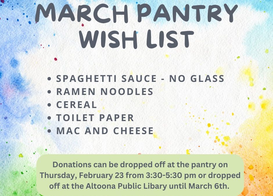 March Pantry Wish List