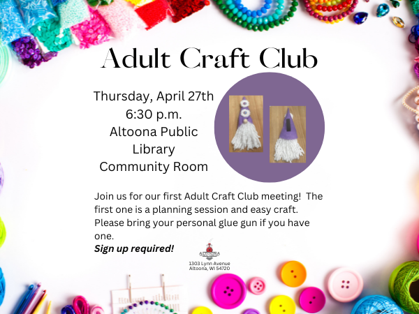 Adult Craft Club | Altoona Public Library