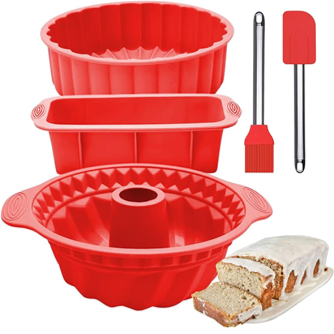 red silicone baking pan set
