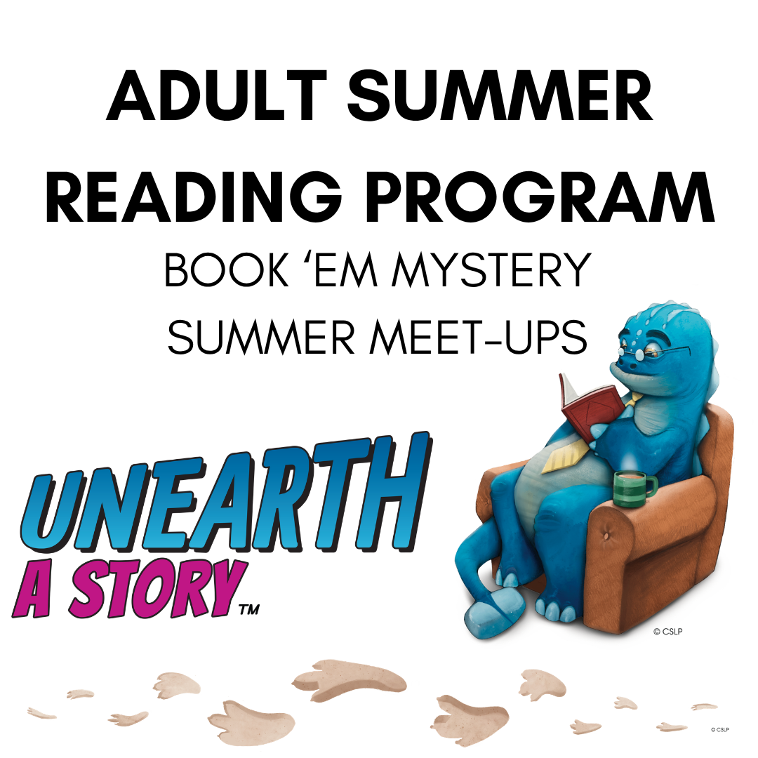 blue dinosaur sitting in chair reading book